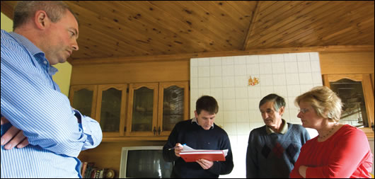 (above, left to right) Stephen Harte, Paul Kenny, Francis and Margaret Murray - Kenny goes through the local installer list with the Murrays (above, left to right) Stephen Harte, Paul Kenny, Francis and Margaret Murray - Kenny goes through the local installer list with the Murrays